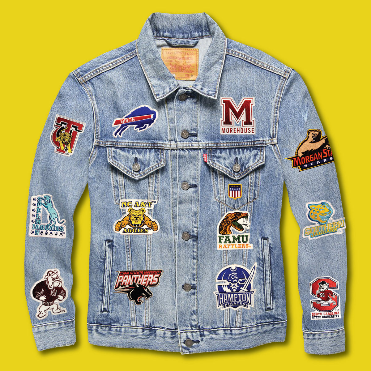 Custom college denim on sale jacket