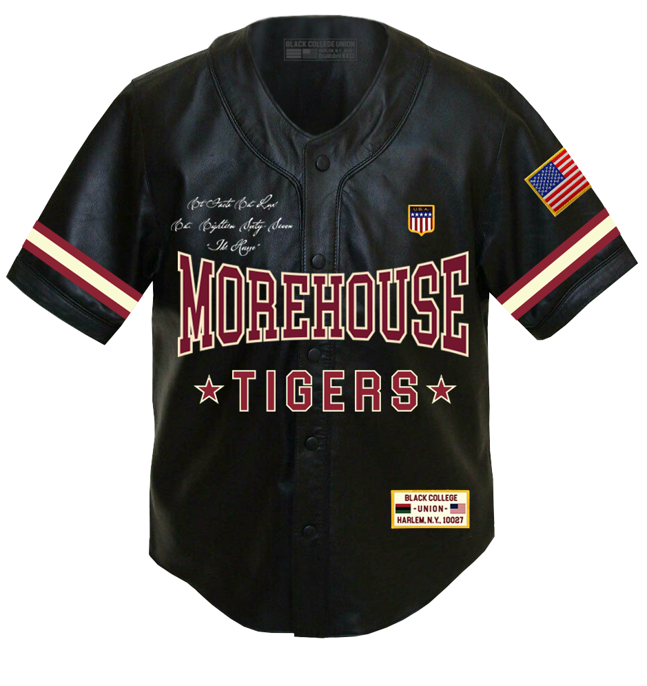 Leather Baseball Jersey - Morehouse