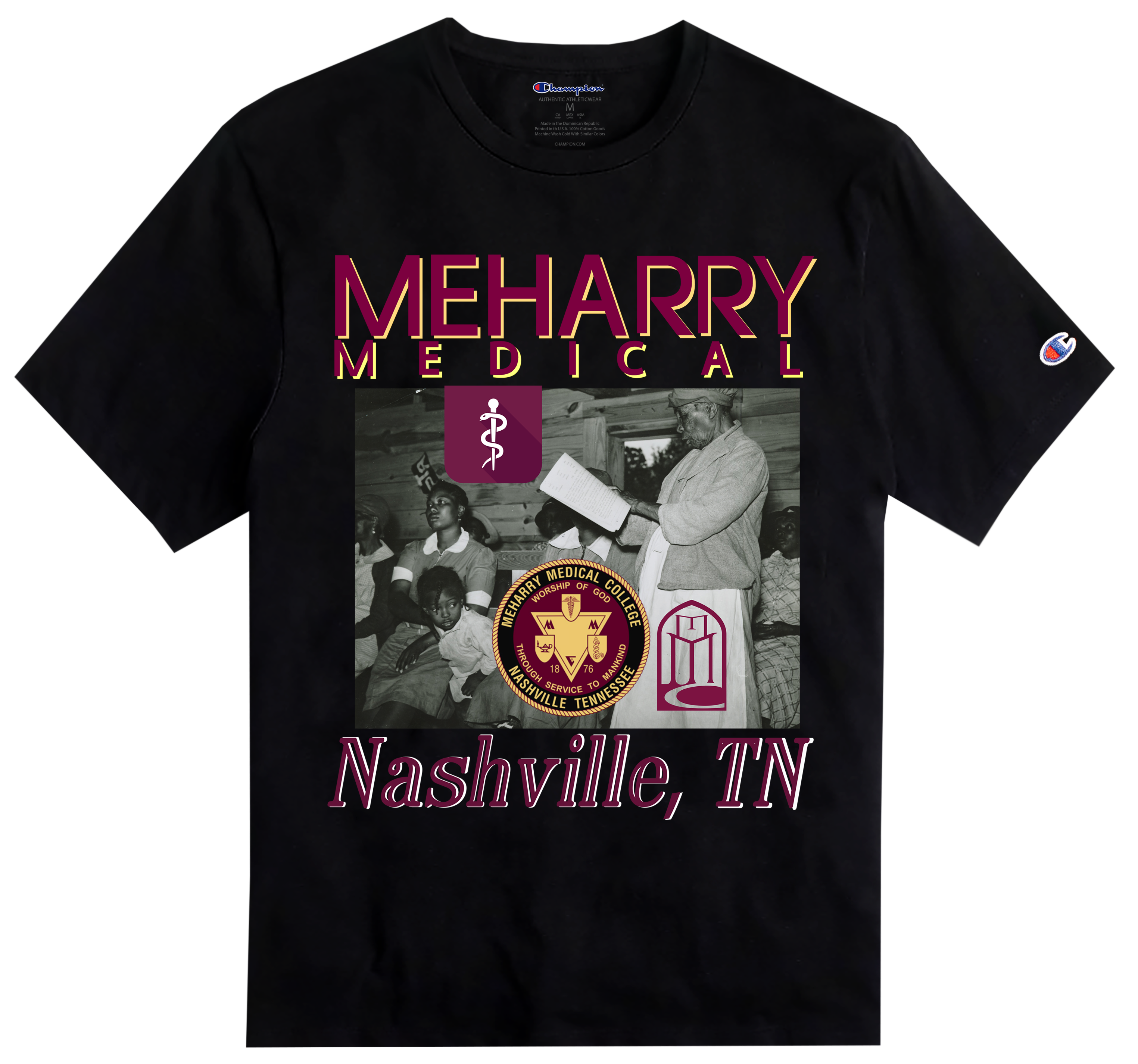 BCU X Champion Original HBCU Americana Rap Tee - Meharry Medical