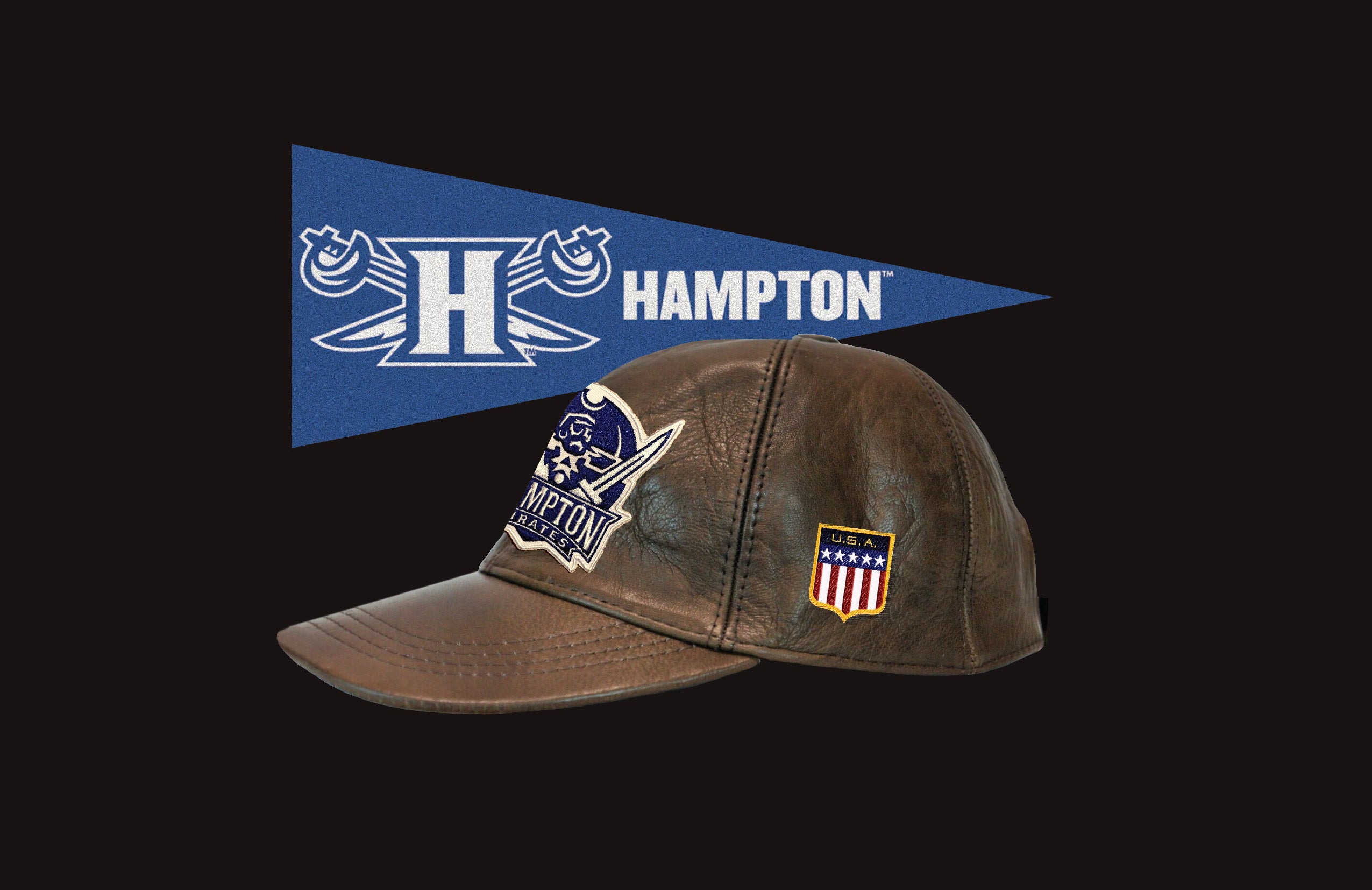 Genuine Leather HBCU Patch Cap - Hampton